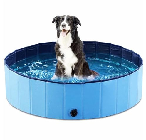 Piscina pieghevole per cani grandi e piccoli, da 80 x 20 cm, in PVC, piscinetta per cani, vasca per cani per interni, blu