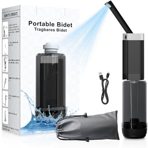 SoulBay Portable Bidet, 400mL Large Capacity USB Rechargeable Electric Travel Bidet, Handheld Sprayer with Max 680ml/Min High Pressure for Toilet Women Men Personal Hygiene Clean, Baby Wash