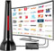 DVB-T/DVB-T2 Antenne mit Verstärker innen 36Dbi+ HDTV Zimmerantenne für Fernseher,Signalqualität durch ALU-Kern,Mit Magnetfuß - 3 Meter Kabel,Unterstützt 4K 1080P - Alle TV-Geräte DAB/UHF/VHF