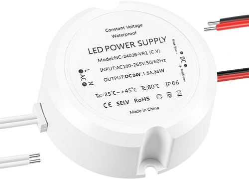 LED Netzteil 24V 1,5A 36W, Trafo 230V AC auf 24V DC 1.5A, IP66 LED Treibe | Ultra Klein Trenntrafo, 24 Volt Netzteil Einheit Konstante Spannung für DIY Lichtstreifen, Glühbirnen