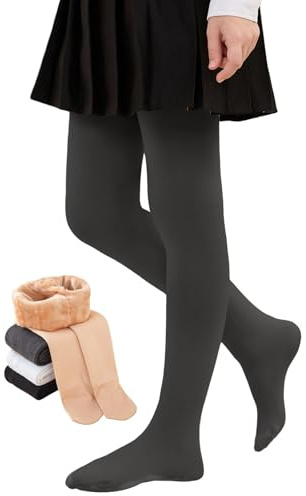 Yutdeng Medias para Niñas Térmicas Medias Niña Invierno Opacas Grueso Mallas con Forro Polar Elásticas Suaves Leggings Cálidas Pantalones Transpirable Cómodo para Escuela Ballet Danza Diario 3-15 Años