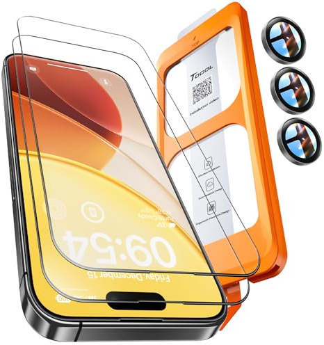TOCOL für iPhone 15 Pro Max für Panzerglas mit Grau Kameraschutz, 2 Sets | Einfache Montage, Ultra HD Individualschutz, Blasenschutz Anti-Fingerabdruck, 9H Stoßfest Kratzfest, Kompatibel mit Hülle