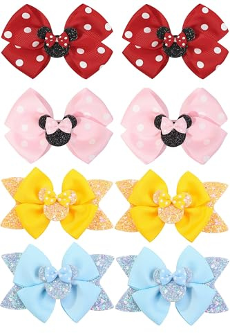Minnie Mouse Hair Bows for Girls - Hair Clips for Kids with Alligator Clips, Cute Mouse Ears Hair Accessories for Toddler Girls,Hair Bows for School, Party, Christmas,Children's Day Gift (8 Pack)