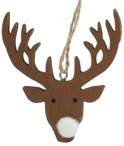 Viana Elchkopf Deko aus Holz zum Hängen für Weihnachtsdekoration, 8 Stück