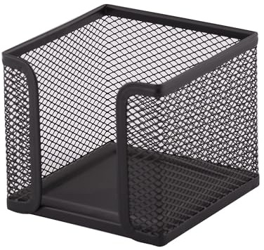 D.RECT KOMO Metal Mesh Note Cube Holder – Desk Organizer for Sticky Notes, Durable Steel Construction, Space-Saving Design, Black