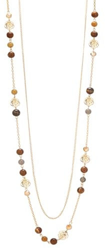 FULU AUTUMN Collana da donna in oro lunga collana con perle di pietra naturale a doppia fila regalo compleanno gioielli fantasia per mamma