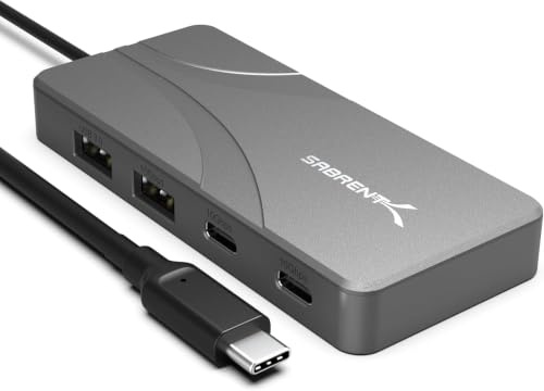 SABRENT OMNIPORT 7S - Hub USB C 7 en 1 | Lector de Tarjetas SD/microSD, 3 Puertos USB-A y USB-C de 10 Gbps, HDMI 4K 60 Hz, Entrega de (HB-TG7S)