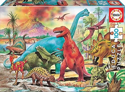 Educa - Puzzle 100 Teile | Dinosaurier, 100 Teile Puzzle für Kinder ab 6 Jahren, Dinos, T-Rex, Dinopuzzle (13179)