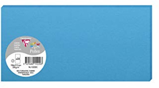 Clairefontaine 1522C Packung mit 25 Karten Pollen in Format DL, 210g 106 x 213mm, Türkis