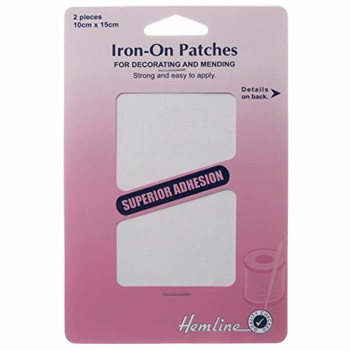 Hemline Cotton Twill Iron-On Patches - White