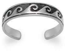 Heather Needham Sterling Silver Toe ring with waves design - Adjustable size - Gift Boxed. 0997
