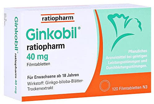 Ginkobil® ratiopharm 40 mg Filmtabletten stärken die Gedächtnisleistung und Konzentrationsleistung* mit dem Extrakt aus Ginkgo biloba, 120 Filmtabletten