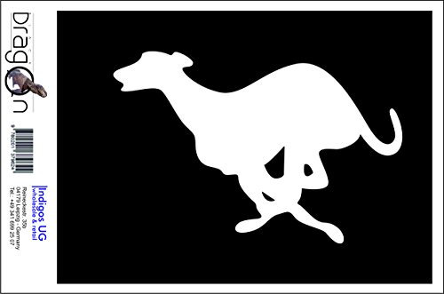 INDIGOS UG Auto Aufkleber Auto - 180x120 mm - Windhund - Silber - Selbstklebender Sticker für Auto, Fenster, Bus oder LKW - UV-beständig & wetterfest