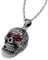Feilok Edelstahl Schmuck Totenkopf Anhänger Hohle Schädel Kette mit Rot Kristall Augen Skeleton Tribal Gotik Halskette für Herren