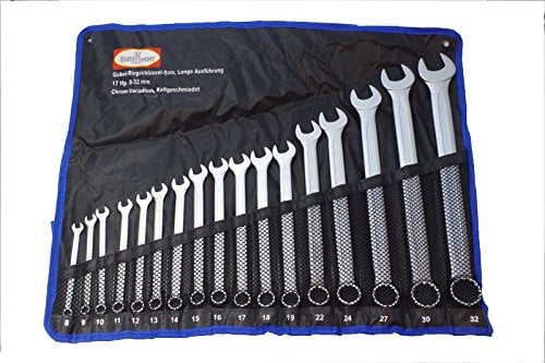 XXL Maulringschlüssel Satz Extra Lang 8-32 mm 17-tlg. Gabel-Ring-Maul-Schlüssel