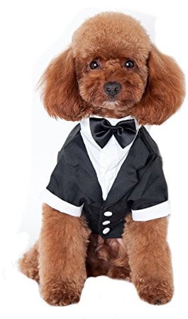 Keysui Black Dog Tuxedo Suit Puppy Wedding Clothes Coat Doggie Costume Small Size