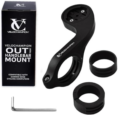 VeloChampion Out Front Bike GPS Computer Mount Compatible with Garmin Edge, Explore, Solar and MTB Models. Suitable for Handlebar widths up to 36mm. For 130, 540, 820, 830, 840, 1030