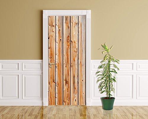 Bilderdepot24 Türtapete Holzplanken 90 x 200 cm - einteilig Türaufkleber Türfolie Türposter - Holz Struktur Textur braun