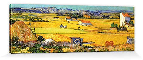 1art1 Vincent Van Gogh Poster Die Ebene La Crau Bei Arles Mit Montmajour Im Hintergrund, 1888 Bilder Leinwand-Bild Auf Keilrahmen | XXL-Wandbild Poster Kunstdruck Als Leinwandbild 120x40 cm