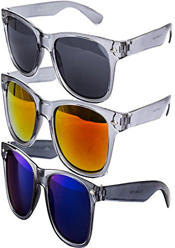 Ciffre 3 er Set EL-Sunprotect® Sonnenbrille Nerdbrille Brille Nerd Transparent Grau Silber