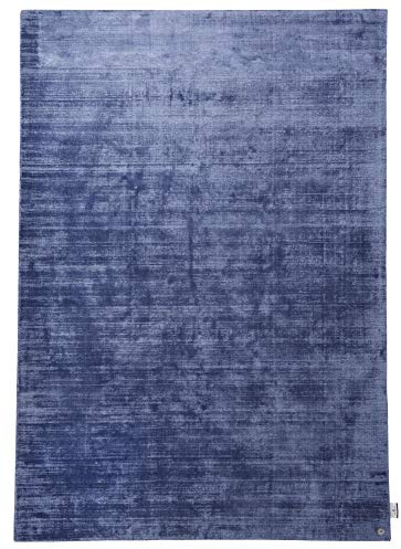 Glanzteppich mit Vintage Effekt | Seidenglanz | Handgearbeitet | 65 x 135 cm; Farbe: Blau | Tom Tailor - Shine