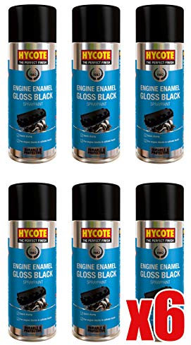 Hycote XUK0121 Black Engine Enamel Spray Paint 400ml X 6