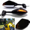 Schwarz Motorrad Blinklicht Rückspiegel mit LED Pfeil Indikator Für CBR GSXR YZF (Schwarz Glänzend + Rauchglas)