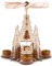 BRUBAKER Weihnachtspyramide Kathedrale 29 cm - Maria, Josef und Jesus - 2 Etagen - Teelichtpyramide mit 4 Teelichthaltern aus Metall - Holz Natur