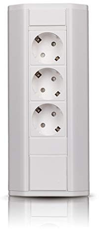 Premium Eck-Steckdose für Küche, Büro aus Aluminium 3x Schuko, weiß. Mehrfachsteckdose mit 1,8m Kabel. Steckdosenleiste ideal für Arbeitsplatte als Aufbausteckdose.