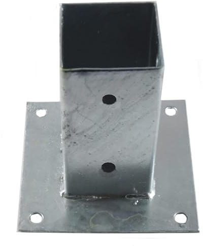 Suinga Base per palo zincato in acciaio | Supporto per pali in legno quadrati per ancoraggio a terra | Squadre metalliche per fissaggio di recinzioni, travi legno, struttura decorativa (1, 12 x 12 cm)