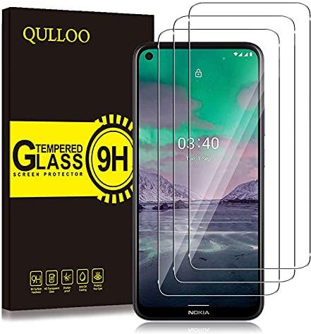 QULLOO Schutzfolie für Nokia 3.4 / Nokia 5.4 für Panzerglas, 3 Stück 9H Härte Gehärtetes Glas HD Klar Displayschutzfolie Anti-Kratzen Folie