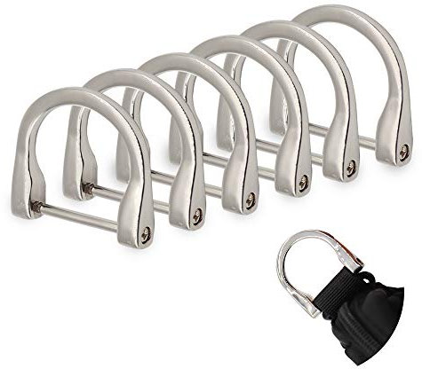 GKONGU 6 Packung D-Ringe, U-Form Schnallen mit abnehmbaren Verschlussschraube Schäkel Hufeisen D Ring für DIY Leder Handwerk Geldbörse Schlüsselanhänger Zubehör—Silber