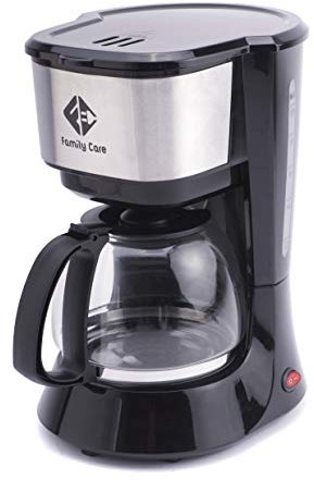 Family Care Cafetera de Goteo, Cafetera Goteo 10 tazas, 800W, jarra 1.25 litros, Cafetera de Filtro Permanente y Reutilizable, color Negro