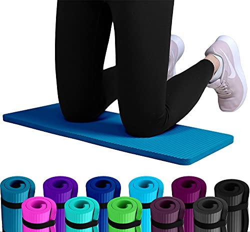 Set: 2 x REFIT FITNESS NBR Fitness Yoga Pads 25 x 61 x 1,5 Petrolblau + Bänder Sport Kniekissen Fitnessmatte klein Kniepad Bodenkissen rutschfest Yoga Kniematte Sportmatte Knie Matte Kissen Yogamatte