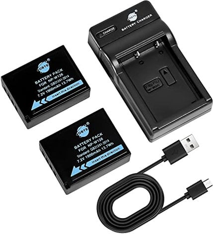 DSTE NP-W126 NP-W126S Camera Battery (2-pack) and Charger Compatible with Fuji X-A1, X-E1, X-E2, X-M1, X-Pro1, HS30EXR, HS33EXR, HS50EXR