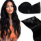 LaaVoo Clip in Extensions Echthaar Schwarz Echthaar Extensions Clip Glatt Haarverlängerung Extensions Clips Schwarz Natürliche 7PCS 35cm 105g #1