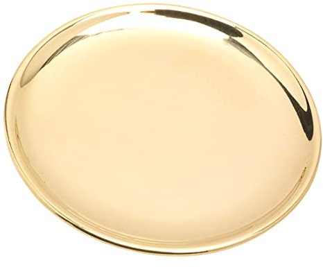NKlaus Kerzenteller Ø 12cm modern Messing Kerzenständer Taufkerze Kerzenhalter - Desinger Dekoteller poliert - Dekoration tischdeko Kerzenuntersetzer Stumpenkerzen Kommunion Taufe gold Glanz 10581