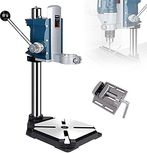 YAOYAOO Taladro de Columna, Soporte Taladro Vertical con Tornillo de Banco Placa de Presión, Multifunción Soporte de Columna para Taladro Rotación de 90° para Taladrar y Cortar