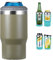 Gteller Aislante de lata/botella de acero inoxidable 4 en 1, tapas bidireccionales de 14 onzas, enfriador de latas aislado SUS, soporte para botella de cerveza (oliva)