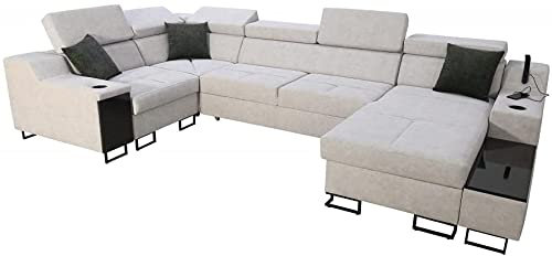 All4All Ecksofa Fosti IV Maxi mit Bettkasten Schlaffunktion USB Eingang Polstersofa Wohnlandschaft Couch Eckcouch Sofa Möbel Links Rechts 26 (Rechts)