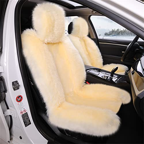 Faux Lammfell Autositzbezug,Simulation Lammfell Autositzbezüge,Plüsch Universal Auto Sitzauflage Winter Warme Sitzkissenbezug (Beige)