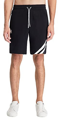 Extreme Pop Herren-Sportshorts mit Taschen, weiche Sommershorts aus French Terry-Baumwolle, Britische Marke Gym Training Rugby Hose Big Sale Letzte Woche (3XL, Schwarz 4)