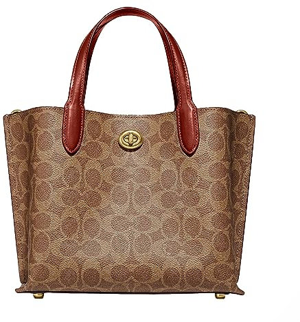 COACH Beschichtete Leinwand Signature Willow Tote 24 Tan/Rust Einheitsgröße, Hellbraun/Rost, Einheitsgröße