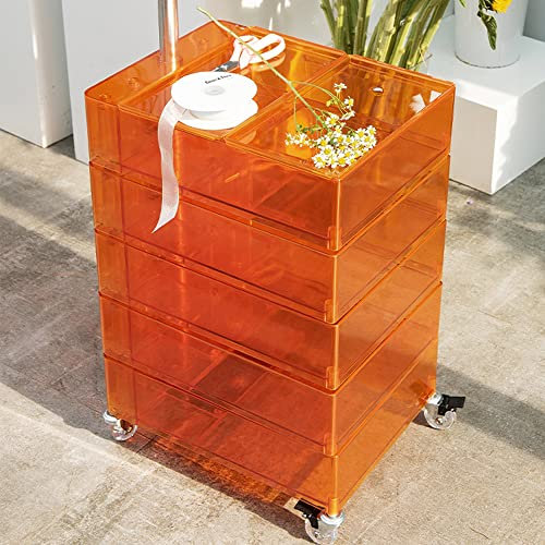 XSSS-ZC Regal, herausnehmbarer Schrank, drehbarer Aufbewahrungsschrank, multifunktionaler Aufbewahrungsschrank aus Acryl, Nachttisch, kreatives transparentes Aufbewahrungsregal,Orange
