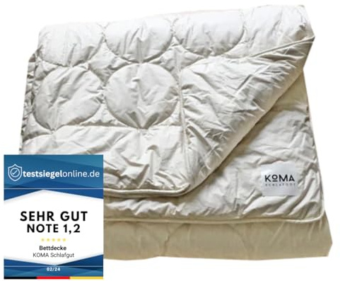 KOMA schlafgut Die Bettdecke 200x200cm (Ganzjahr) aus Kapokfasern, vegan, nachhaltig, Bio Premium Qualität Made in Germany, Allergiker geeignet, atmungsaktiv