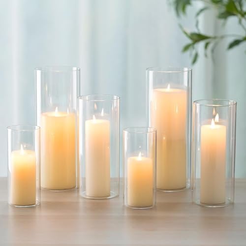 Windlicht Glas Kerzenhalter Kerzenständer Glaszylinder:Romadedi 6er Set Windlichter für Kerzen Stumpenkerzen Schwimmkerzen Kerzenglas Glasvase für Hochzeit Party Esstisch Tischdeko Wohnzimmer Deko