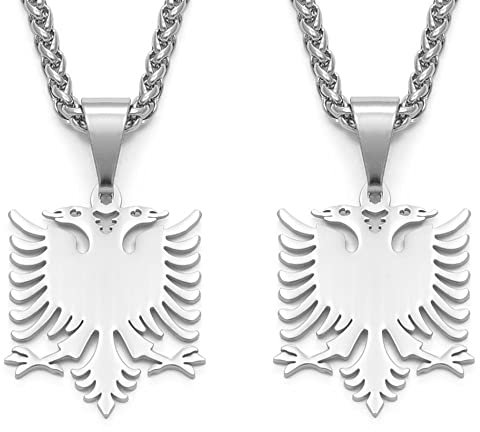 Albanien-Adler-Umriss-Anhänger-Halskette – Land-Symbol-Charm, Ethnischer Stil, Hip-Hop-Kette, Patriotischer, Zierlicher Schmuck, Damen Herren Mädchen, Unisex-Geschenke, 2 Stück, Einheitsgröße