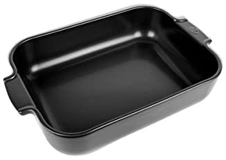 PEUGEOT - Rechteckige Auflaufform aus Keramik - 36 cm x 23,6 cm x 7,5 cm - Fassungsvermögen: 3,8 L - 10 Jahre Garantie - Satinschwarz