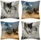 OCEUMACO Leinen Kissenbezug 50x50 Grau Wolf Kissenhülle 4er Set Quadratisch Dekokissen Sofakissen Bezug für Couch Sofa Natur Tiere Muster Kissen Kissenbezüge Deko Zierkissen Couchkissen Outdoor