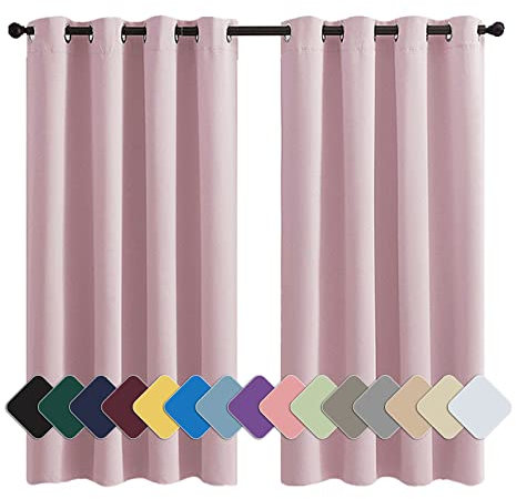 MENGH Wärme Vorhang Thermovorhang lichtdicht Blickdicht Geräuschreduzierung leichte weiche, für Jugendzimmer Kinderzimmer Hell-Pink 1 Stück, 90x200cm(HxB)